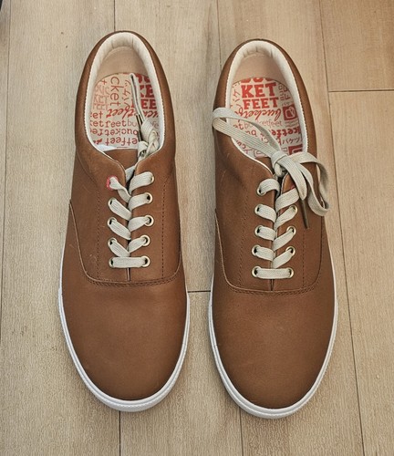 Bucketfeet Brown Basic Leather Men's Lace Up Casual Sneakers Size US 12 NIB New