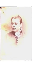 1890s Bordentown NJ Woman CDV Photograph High Collar Pendant Victorian Portrait