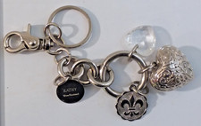 Kathy Van Zeeland Purse Charm Key Chain 3D Hearts Silver Toned Accessory