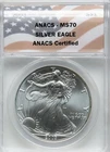 2003 $1 American Eagle 1 Ounce Silver ANACS MS70 Flag Label