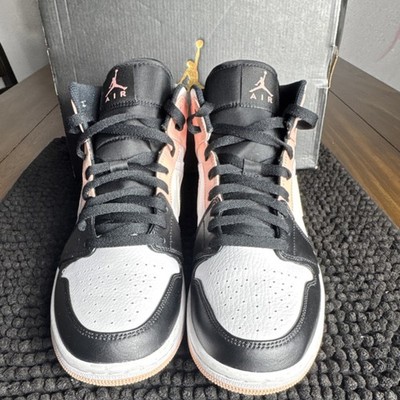 Jordan Air Jordan 1 Mid White Arctic Orange Black Leather Men's 554724-133