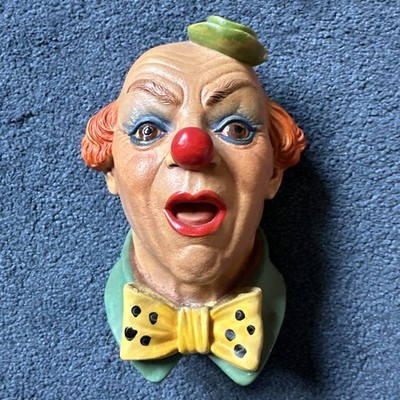 Clown Gesicht Plakette Skulptur Legend Products Bossons Chalkware F. Wright Clown #3