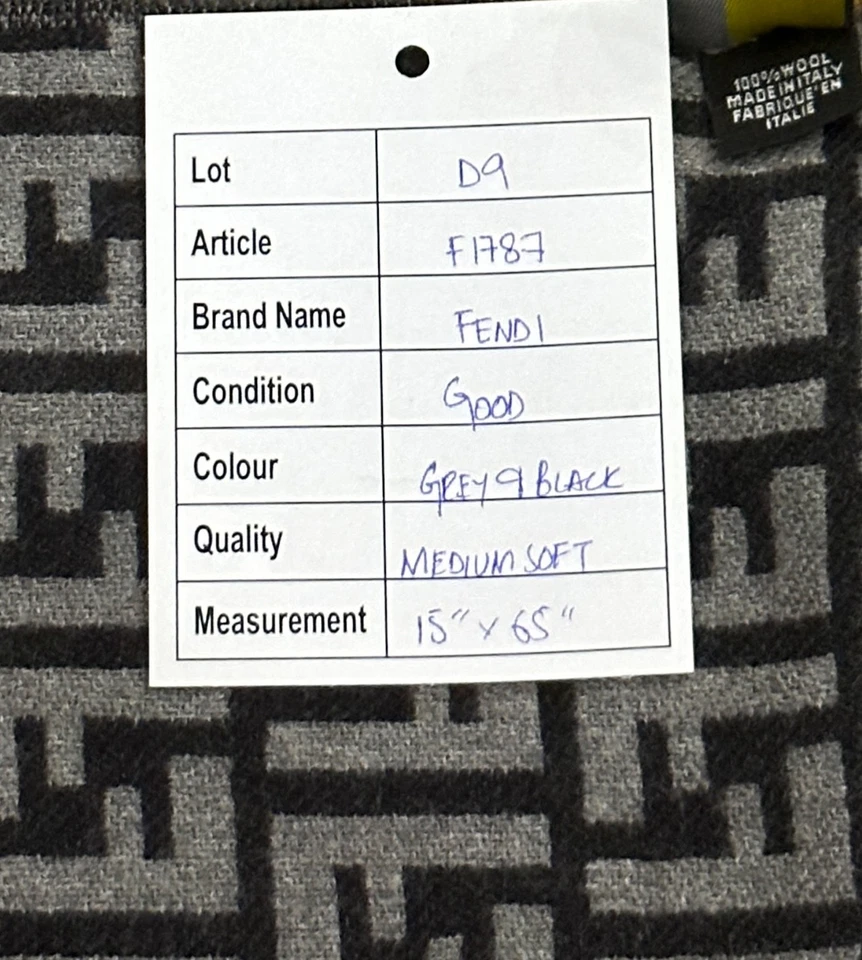 Б/у подлинный Fendi 100% шерсти шарф серый и черный - Изображение 4 из 4
