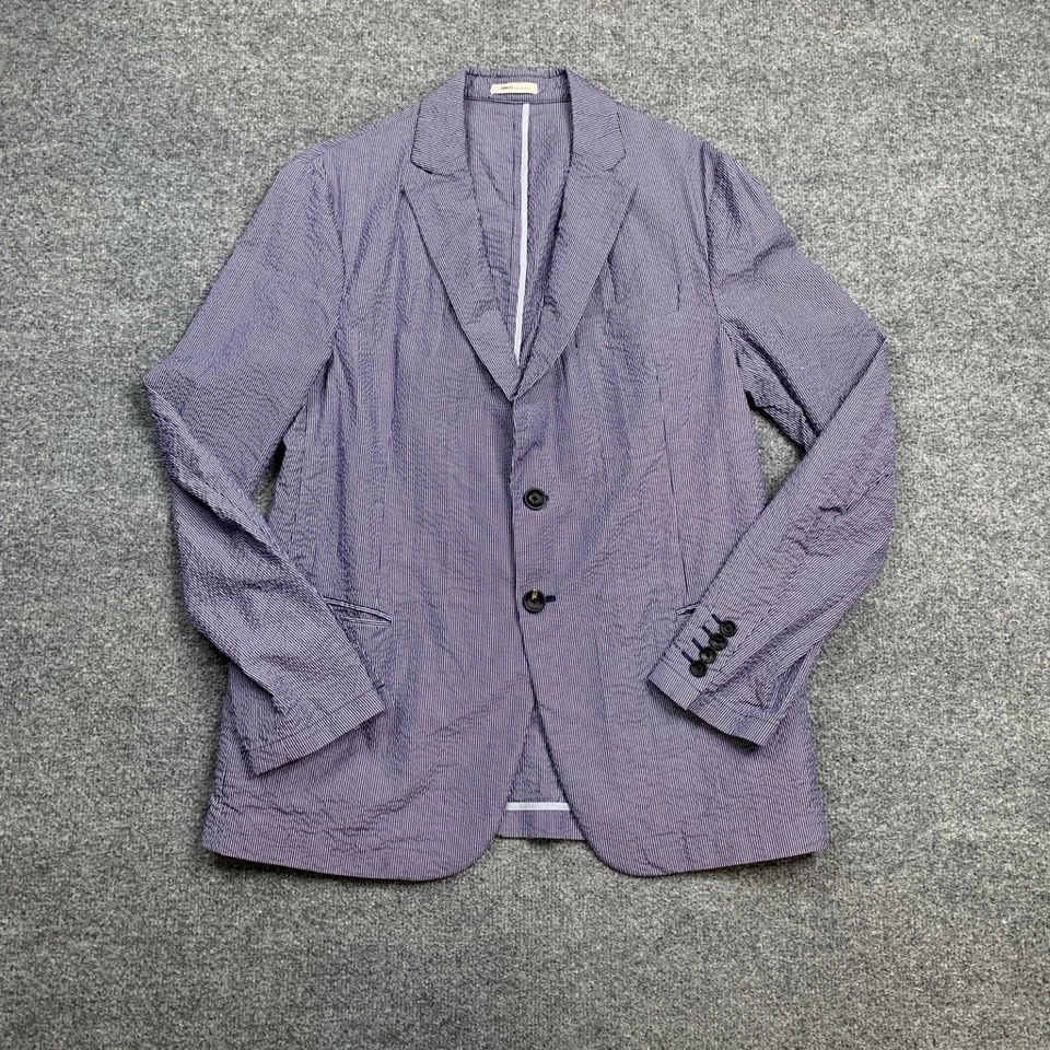 Armani Collezioni Blazer Mens *42 Blue Pinstripe Lightweight 2 Button Jacket - Image 2 of 4