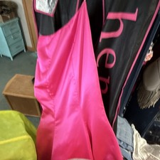 Pink Satin Beaded Illusion Neckline Sleeveless Long Formal Gown Size 6