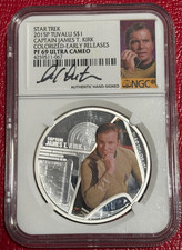 NGC 2014 TUVALU PF69 UC AUTOGRAPH WILLIAM SHATNER JAMES KIRK 1 OZ. .999 SILVER