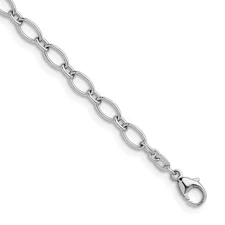 Sterling Silver Rhodium-plated Polished 4.9mm Oval Link Chain Necklace 20 inch