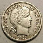 1916 P Barber Dime 90% Silver VF-EF  "Actual Coin Pictured - Appears Cleaned"