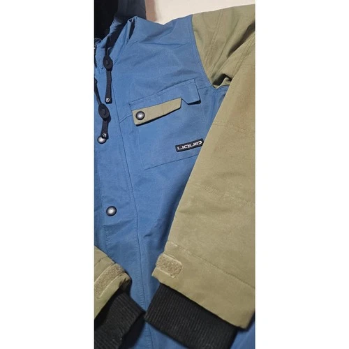 Liquid Mens M Blue Olive Snowboard Ski Jacket Hooded Insulated Winter Coat image 2