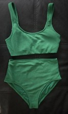Old Navy Green High-Waisted Bralette Bikini Set Lined Stretch 2 Piece Size S