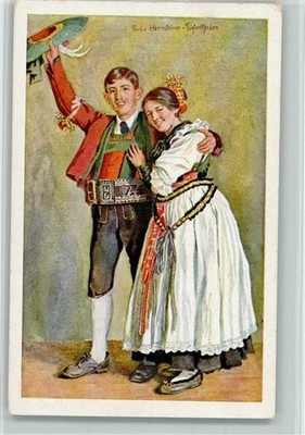 10153482 - Brautpaar aus Olang, Pustertal , gute Erhaltung AK Trachten