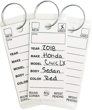 round Corner Car Key Tags, E-Z Tag, White, Pack of 250