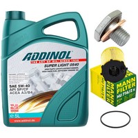 MotoröL Filter Set Addinol 5W-40 5 Liter + Schraube FüR Citroen Jumpy Toyota 1.6