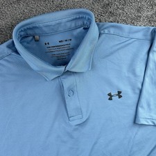Under Armour The Performance Polo Golf Shirt Mens Medium Blue Short Sleeve EUC
