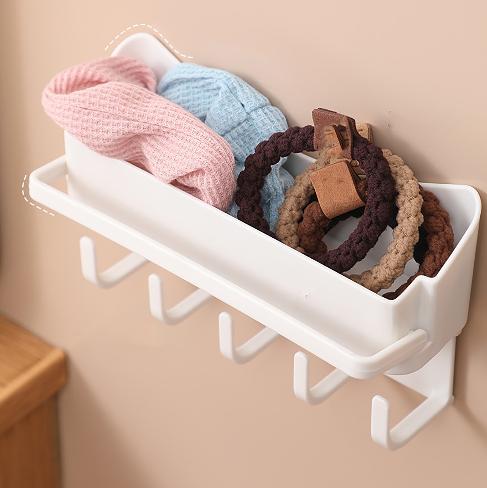 Wall Hairband Rack Adhesive Plastic Wall Headband Holder Organizer With Hooks