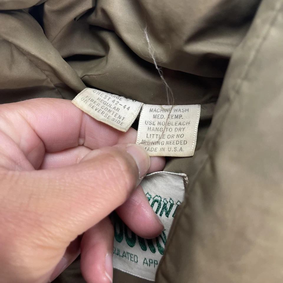 Chaqueta de plumón vintage Zero-Zone para hombre grande verde oliva acolchada hecha en EE. UU. AÑOS 80 Foto 4 de 4