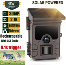 Campark FHD 2.7K Solar Powered 30MP Trail Camera Wildlife Monitor Waterproof