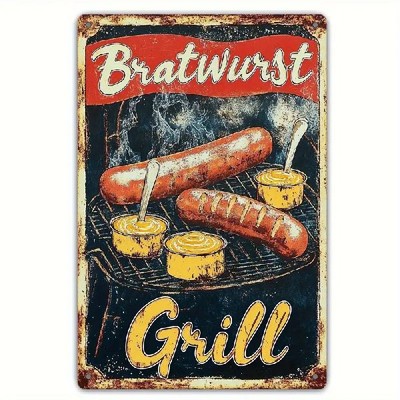 Blechschild Bratwurst Grill Roster Vintage Stil Metallschild TEL2797
