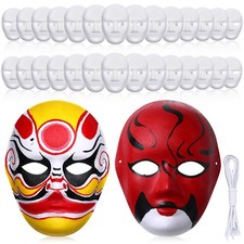 Aoriher 50 Pcs White Full Face Paper Mache Masks DIY Craft Bulk Paintable