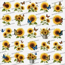 Sunflowers Butterfly Waterslide Finger Nail Decals Instructions Bonus set of 50