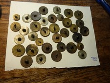 35--PRE-CIVIL WAR  BRASS BUTTONS. MANY WITH WRITTING ON BACKS