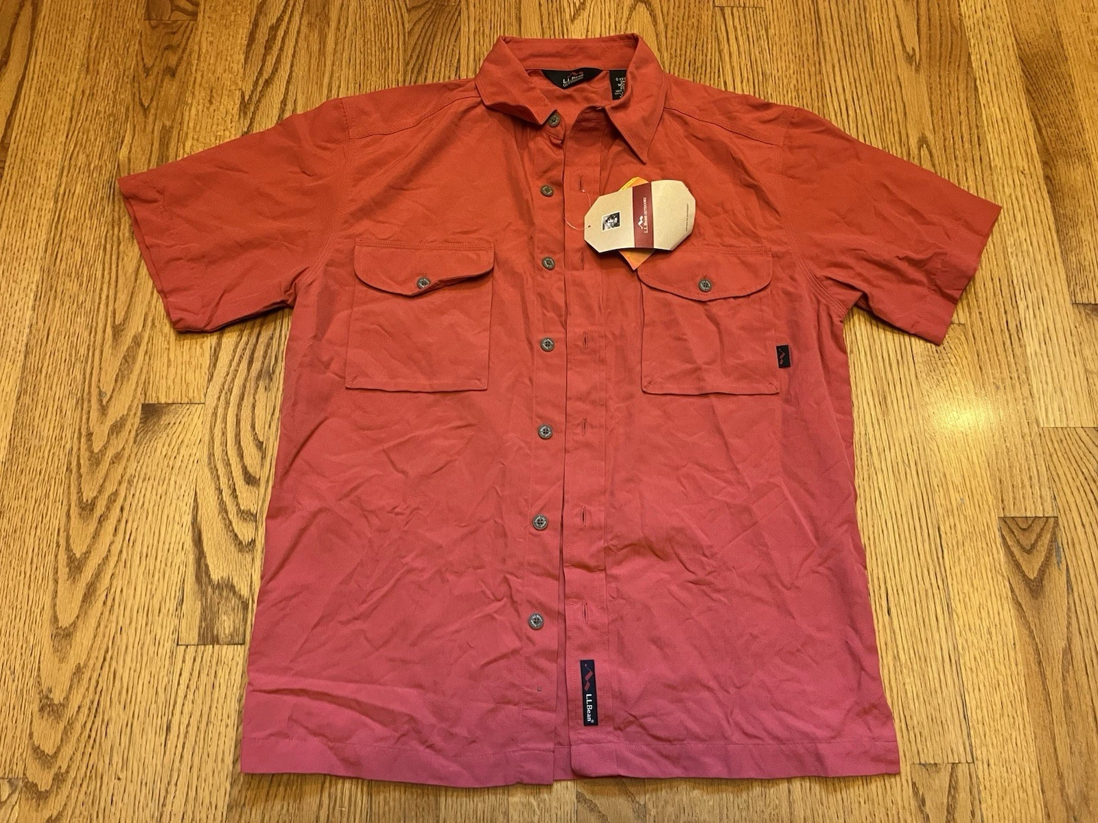 Vintage LL Bean Mens Small Nylon Hiking Shirt NEW w/Tags NWT Orange Button Up sm