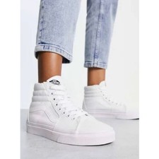 NEW Vans Sk8-Hi True White Canvas Skate Shoes. BRAND NEW UNISEX SZ 8 M SZ 9.5 W