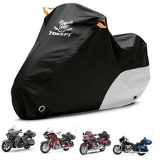 Motorcycle Cover Waterproof All Season Outdoor 116"-Touring Black Silver