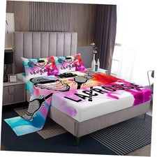 Lacrosse Sheets Set Kids Ball Game Sports Theme Bed Sheet Set Queen Multi 13