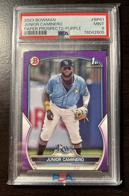 2023 Bowman Junior Caminero Paper Prospects Purple Parallel /250 PSA 9 #BP-61