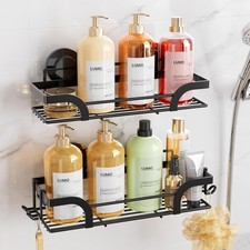 2 Pack Shower Caddy Suction Cup, Shower Shelves for Inside, Rustproof Metal