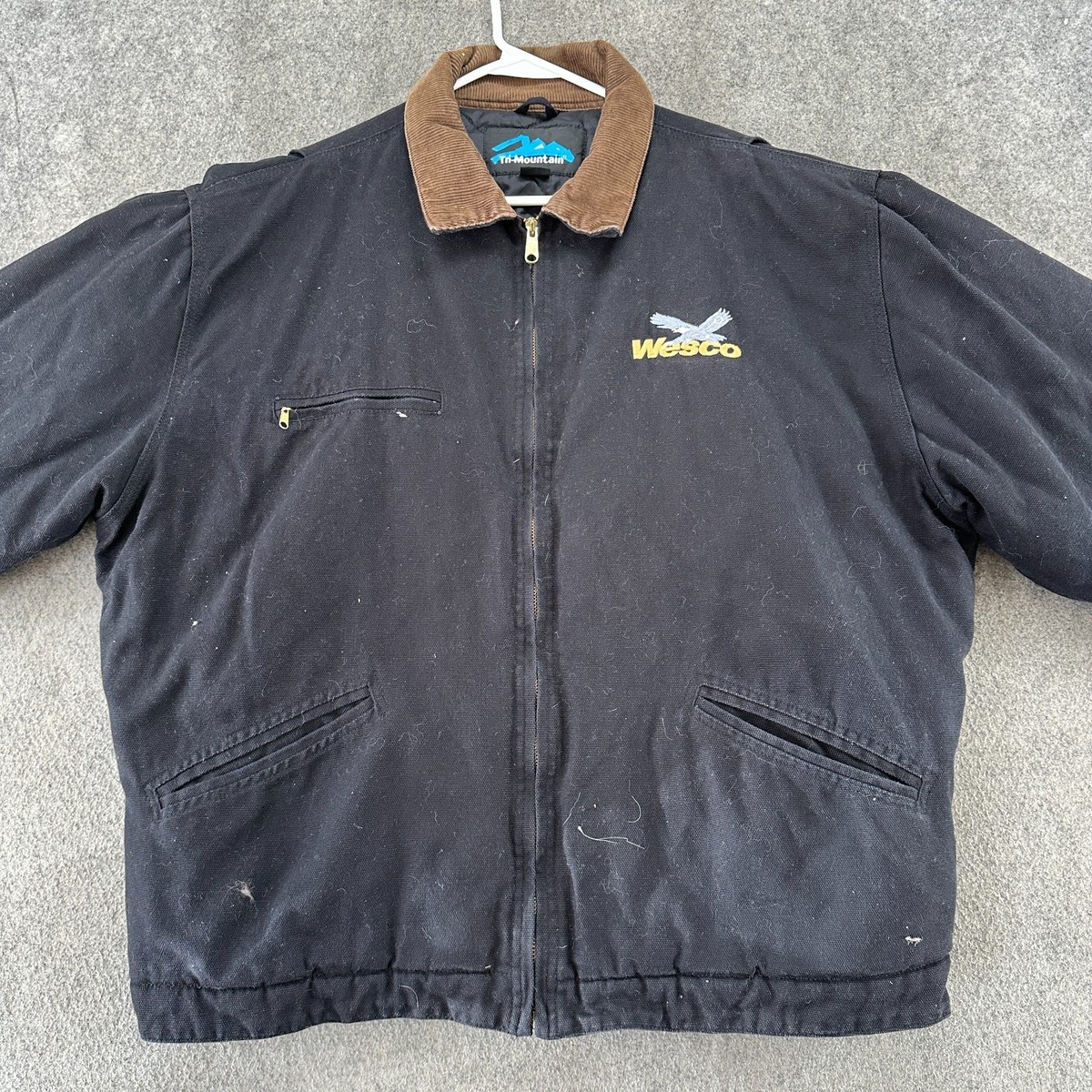 Tri Mountain Jacket Mens XL Black Full Zip Canvas Quilt Lined