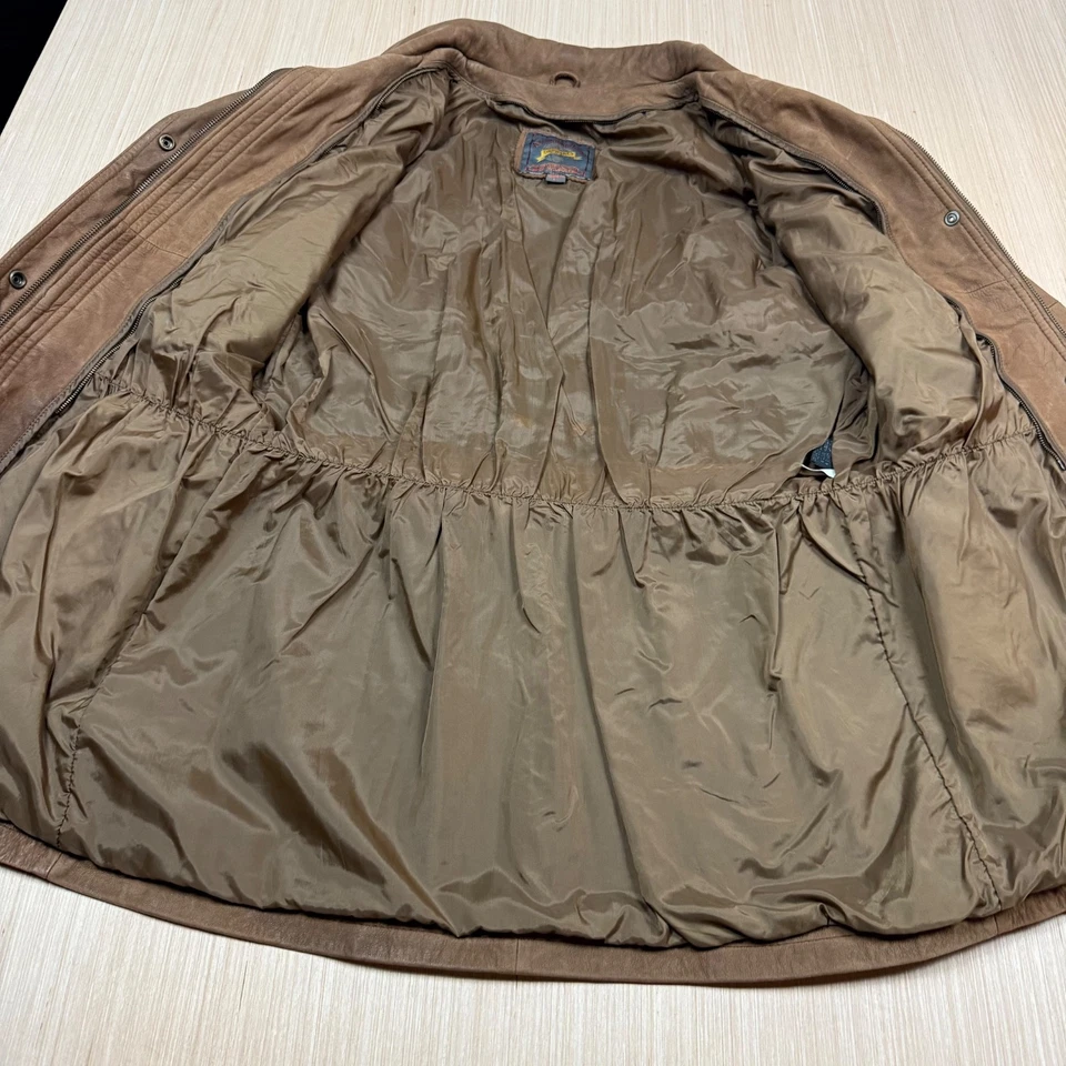 90s Vintage Wilsons Adventure Bound Leather Duster Jacket men's L western trench - Image 2 of 4