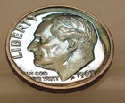 1963 Gem   Proof  Dime 90% Silver  "  MONSTER  BLUE TOING "#419 ~ 9
