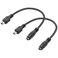 DC 5.5x2.1mm Female to Mini USB Male Power Adapter Cable 2 PCS 20CM Cord