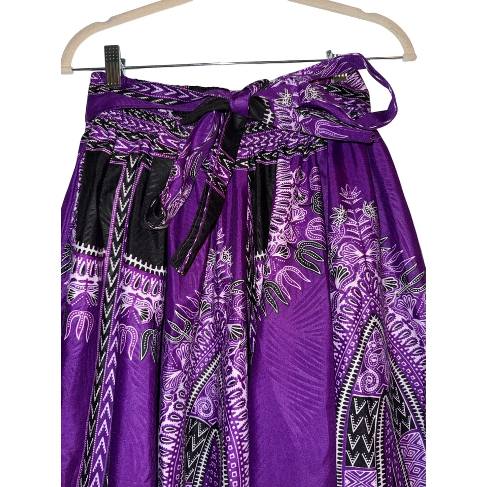 Maxi Falda Boho Púrpura Negra Blanca Estampado Hippie Festival Talla Única Laddi Foto 2 de 4