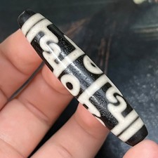 Rare Tibetan Buddhism Agate 3 Eye Lotus Mage Faqi Dzi Bead Amulet Pendant M134