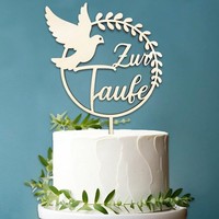 Cake Topper Zur Taufe - Holz Tortendeko FüR MäDchen Und Junge - Torten Topper D