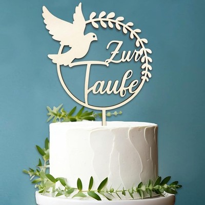 Cake Topper Zur Taufe - Holz Tortendeko für Mädchen und Junge - Torten Topper D