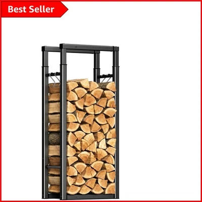 Adjustable Heavy-Duty Firewood Storage Rack for Indoor/Outdoor Use - Black - Image 1 of 4