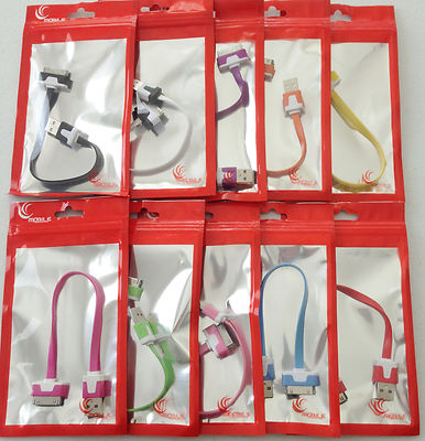 8'' FLAT NOODLE USB Data Sync charger Cable FOR apple iphone 4S & ipod nano 6 5