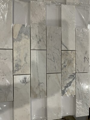 6x Angora Subway 11.81 in X 11.81 In. X 10 Mm Polished Marble Mosaic Tile 5.82SF