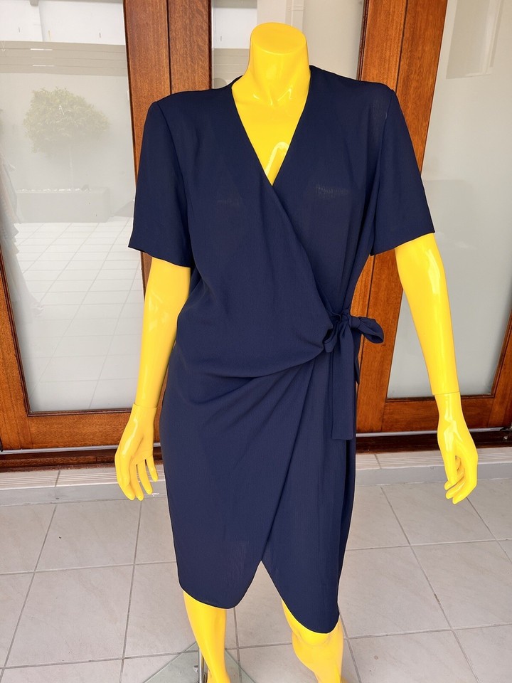 Classic Vintage Tie Around Bow Navy Blue Dress eBay