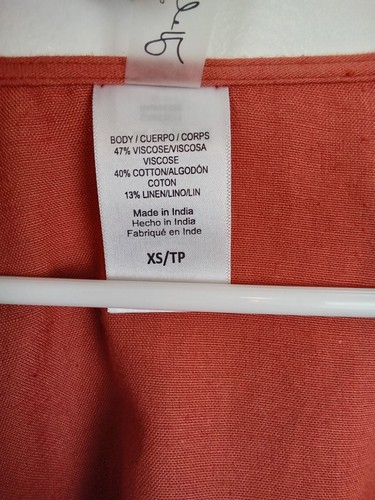 Helen Owen Rust Linen Blend Cropped Top | XS Boho Minimalist Contemporary - Picture 6 of 7