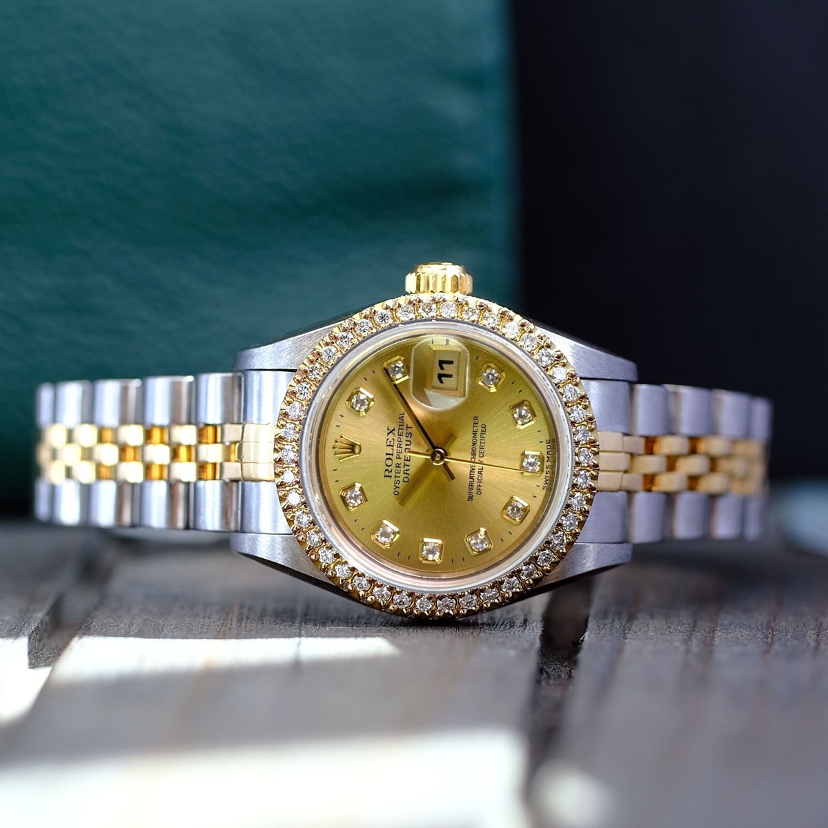 Ladies Rolex Datejust Two-Tone Champagne Diamond Dial Diamond