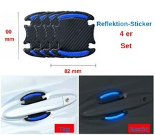 4x robuster reflektierender Schutz f&uuml;r PKW T&uuml;rgriff Griffmulde Carbon Blau Optik