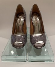 Badgley Mischka Humbie II Smoke Glitter Open Toe Pumps Women's 6