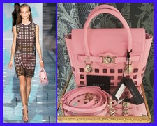 S/s 2015 Look # 11 Versace Perforated Patent Pink Leather Bag 