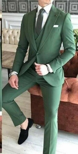 Mens Tuxedo Suit 3 Pc Slim Fit Green 