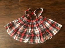 Vintage Little Girls Skirt Plaid with Straps 50s- 60s